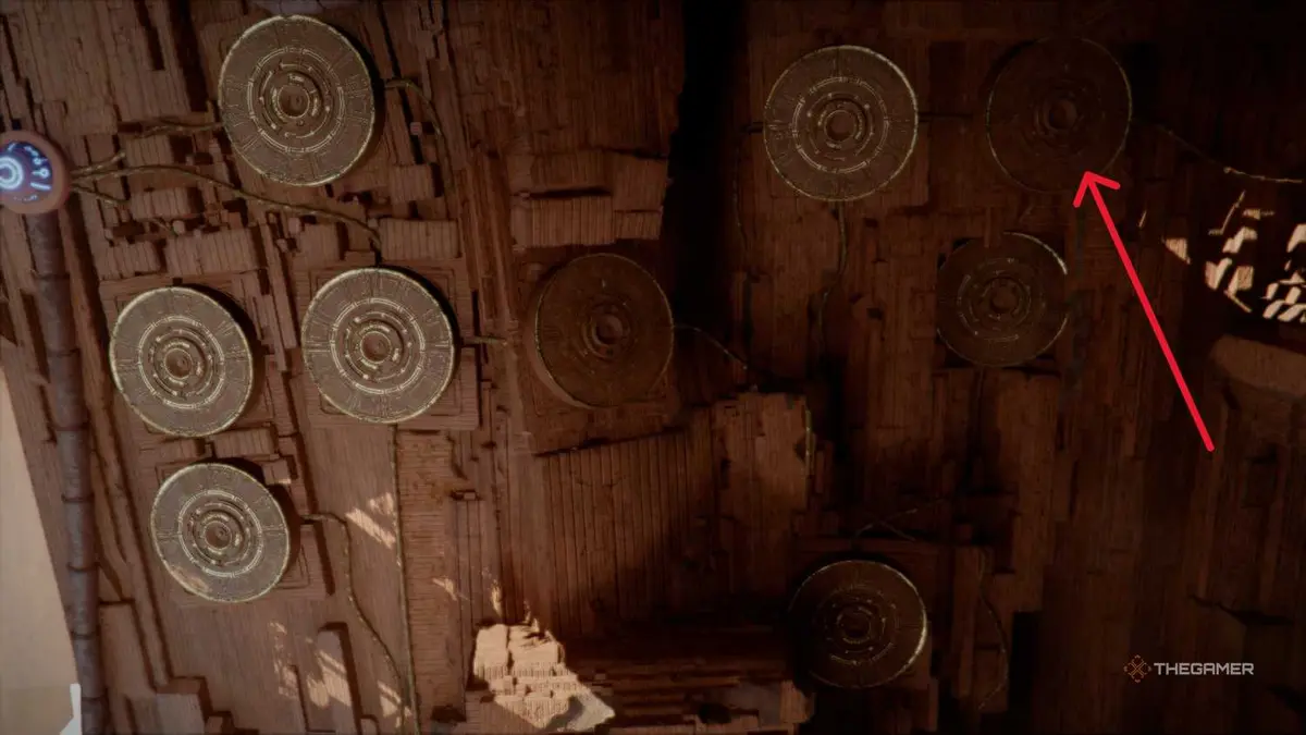 A player solving the Throne of Truth abyss puzzle in Crimson Desert.