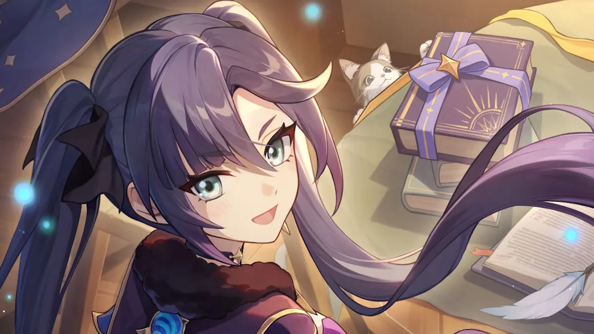 Mona from Genshin Impact without her hat