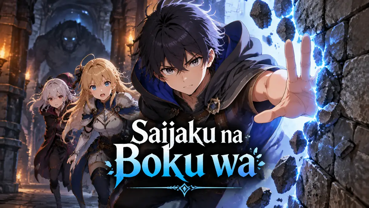 Герои аниме Saijaku na Boku wa «Kabenuke Bug» de Nariagaru проходят сквозь стену в фэнтези-подземелье