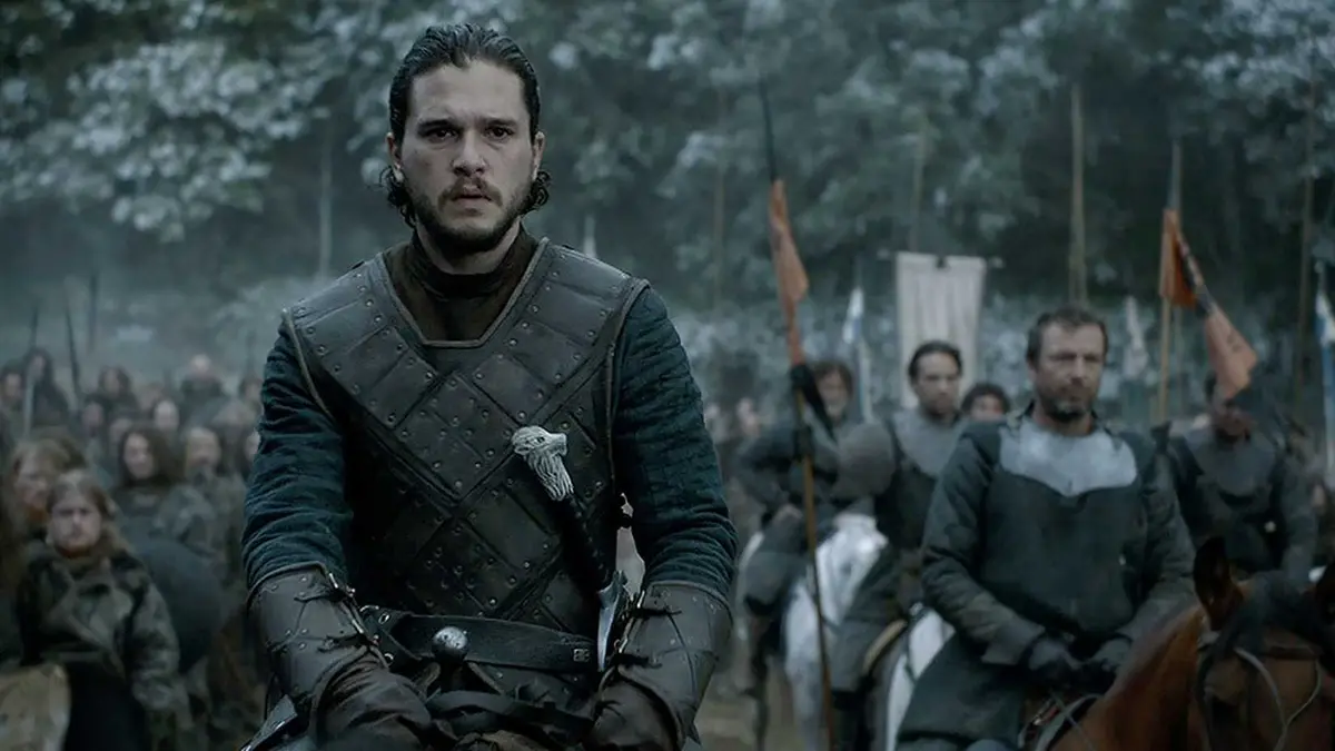 Jon Snow riding a horse in Game of Thrones