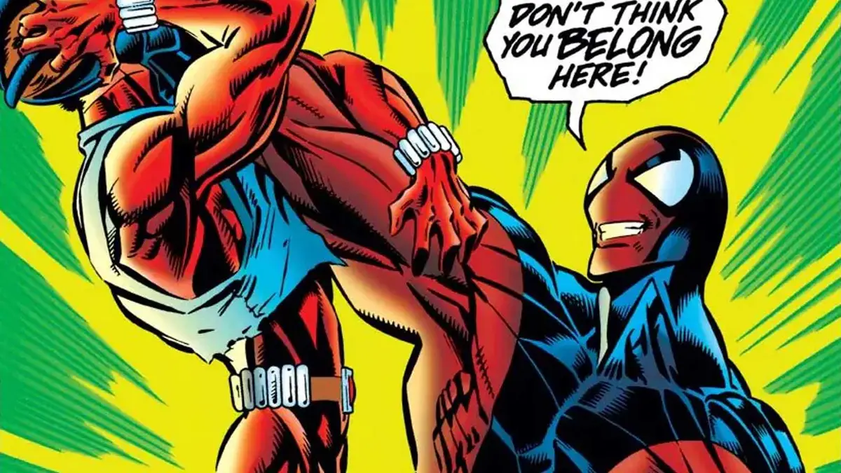 Spidercide attacks Scarlet Spider during the Clone Saga