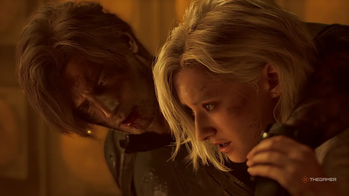Leon Kennedy and Grace Ashcroft at the end of Resident Evil Requiem.