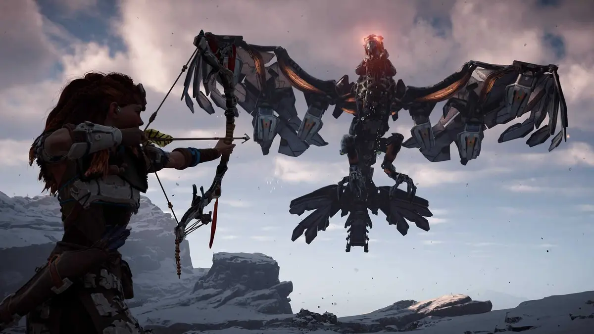 Shooting enemies in Horizon Zero Dawn (2017)