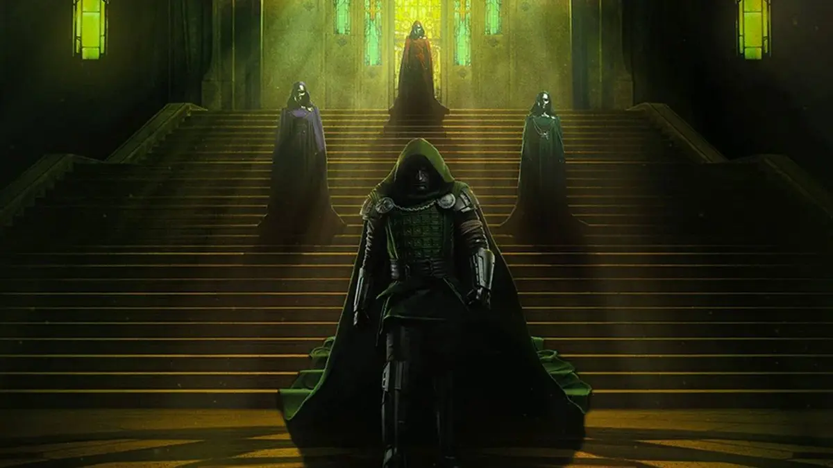 Doctor Doom with Latverian witches in Avengers Doomsday poster