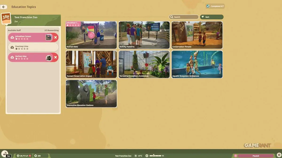 Planet Zoo 2 - Research - Education Topics