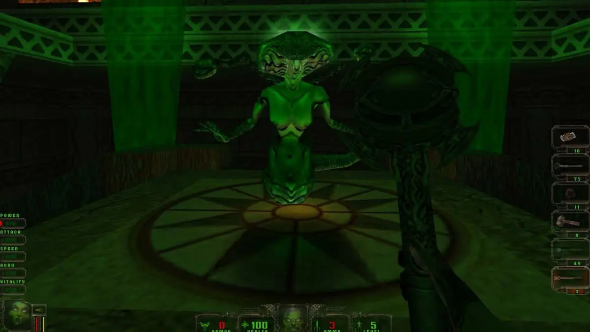 Daikatana - Confronting an alien beast