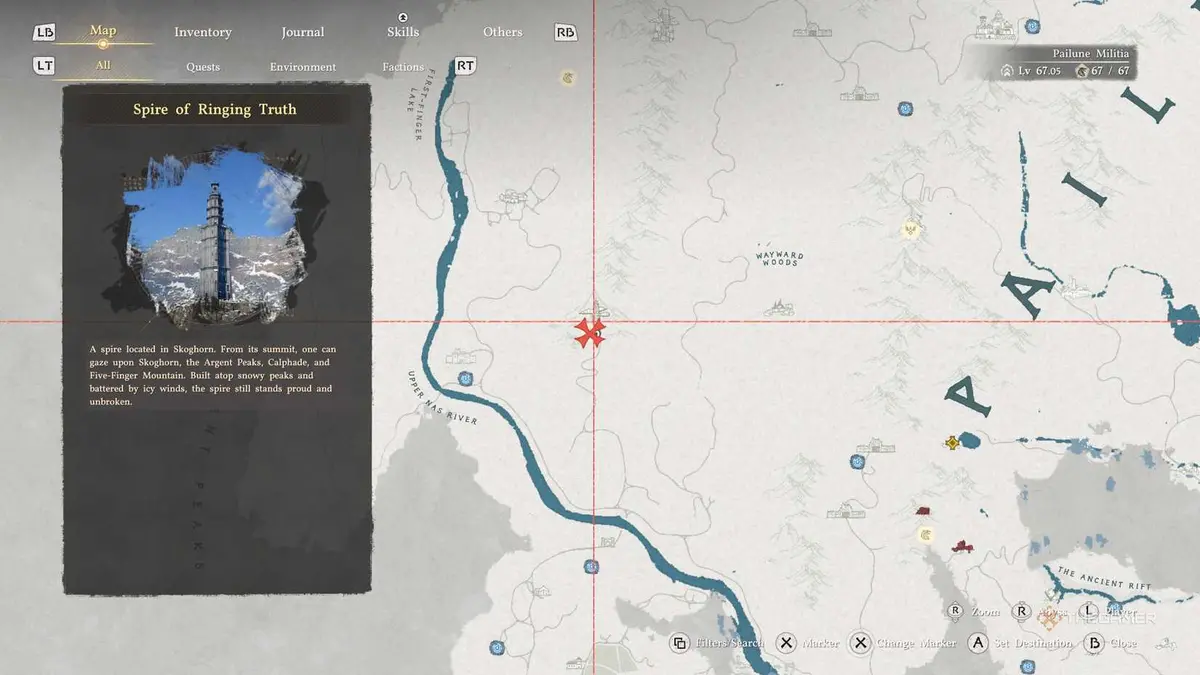 The Spire Of Ringing Truth On Map in Crimson Desert.
