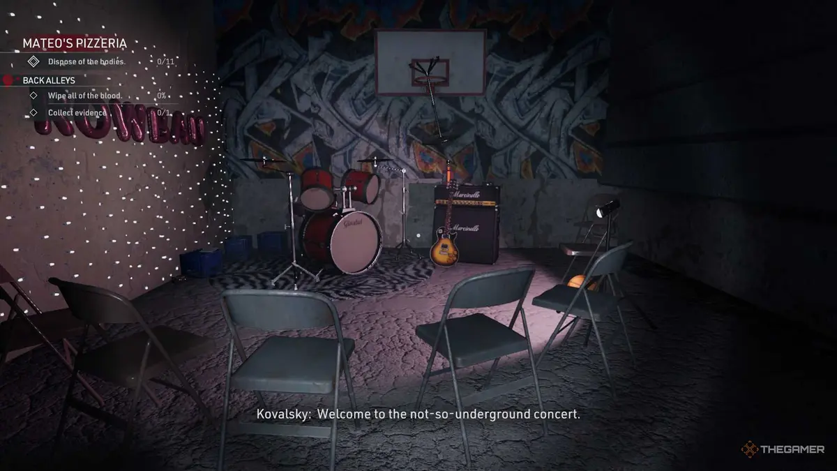 Kovalsky finds the hidden concert area in Crime Scene Cleaner