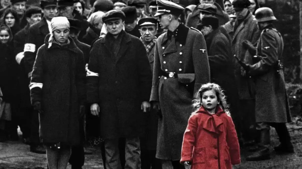 Schindler's list Iconic Black and White Image with Child In Red