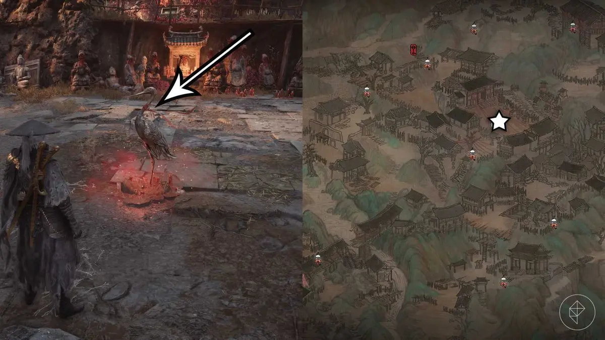 A Phantom Blade Zero montage showing the location of a ribbon in Village of Lu