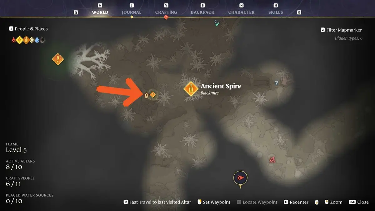 Enshrouded Snapjaw Tar Pits location