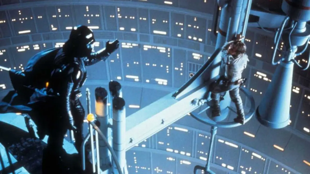 Darth Vader pursues Luke Skywalker in Star Wars The Empire Stikes Back