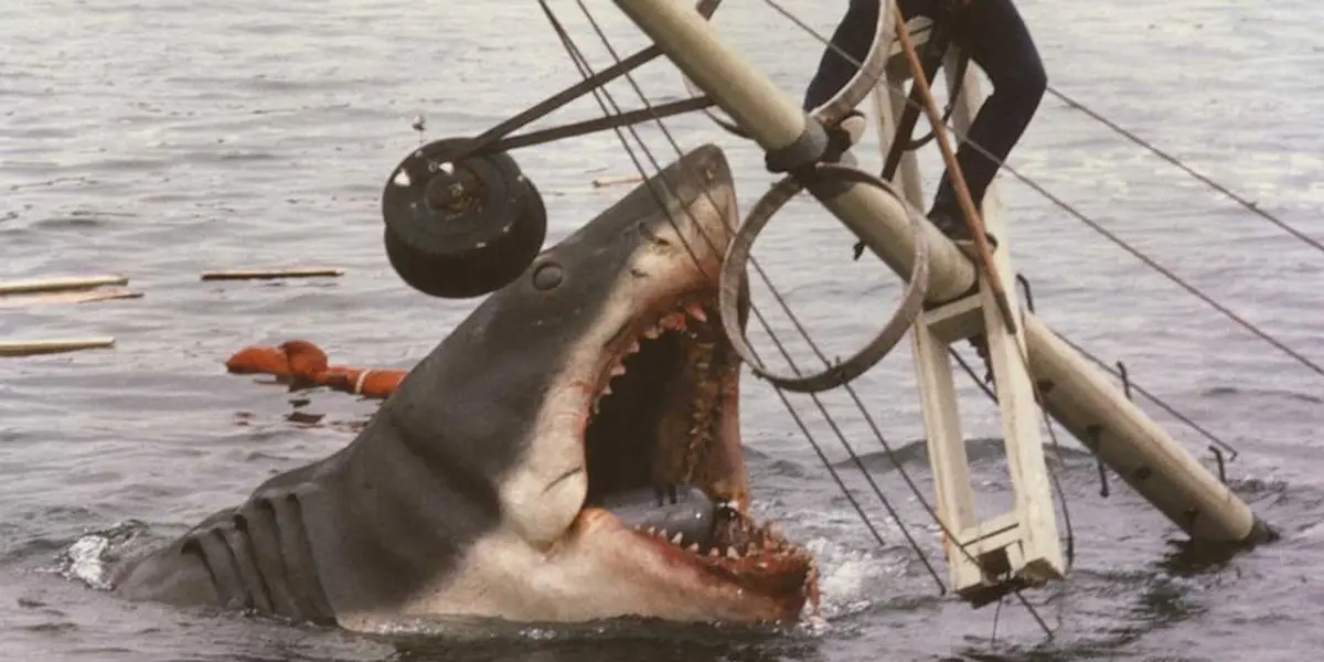 the great white shark attacking the boat in Jaws