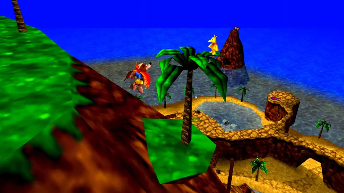 Banjo Kazooie collecting a Jinjo