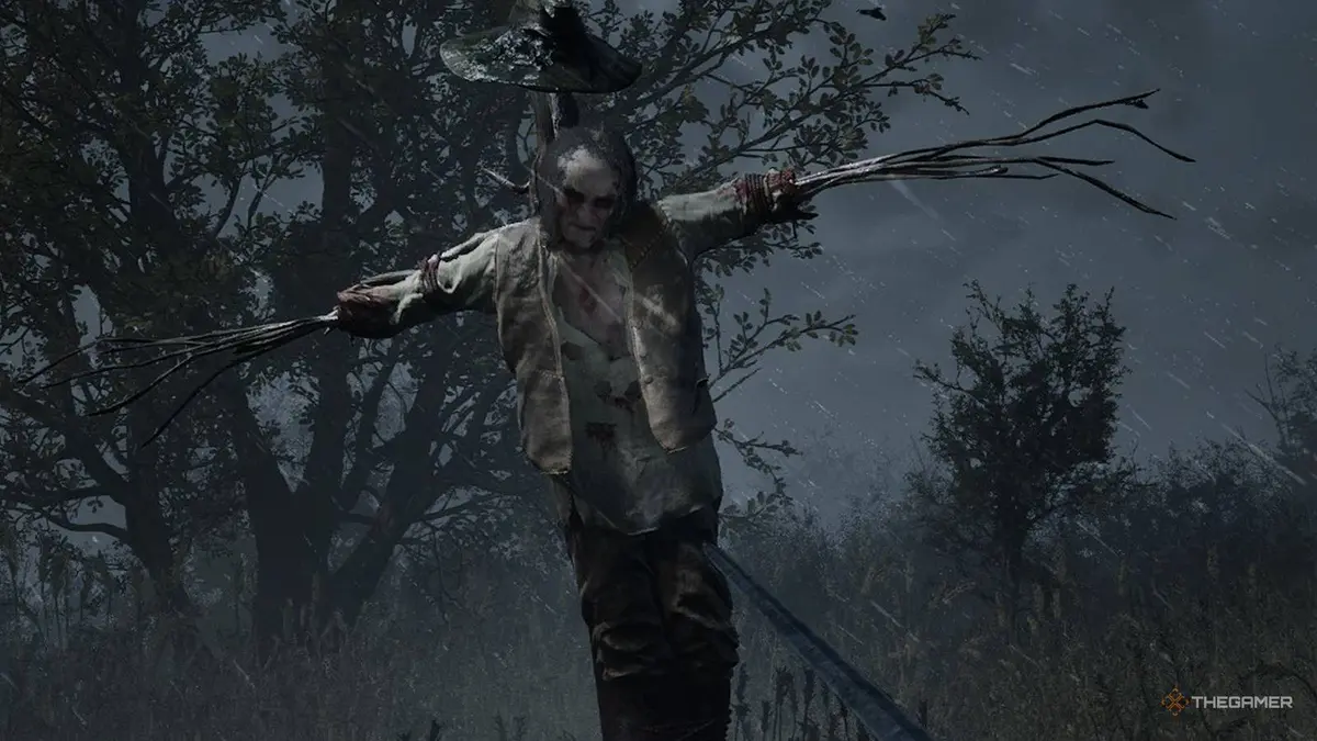 Scarecrow standing in a field from Valor Mortis.