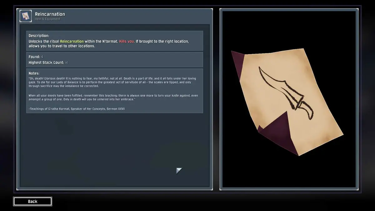 RoR2 Reincarnation page description