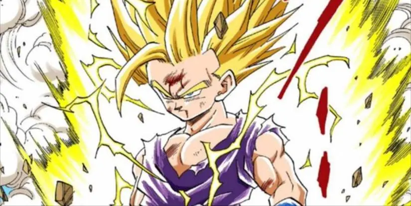 Super Saiyan 2 Gohan builds aura in Dragon Ball Z manga.