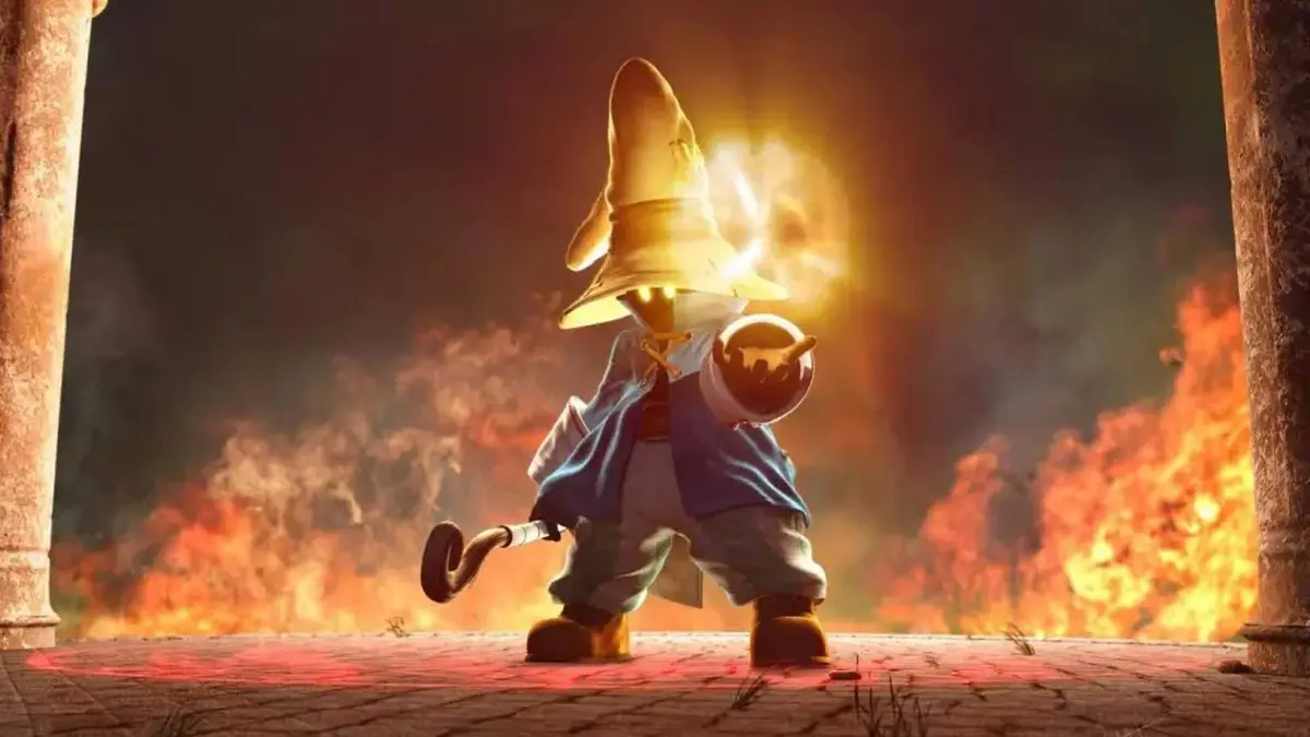 Vivi from Final Fantasy 9 holding a fireball in their hand.