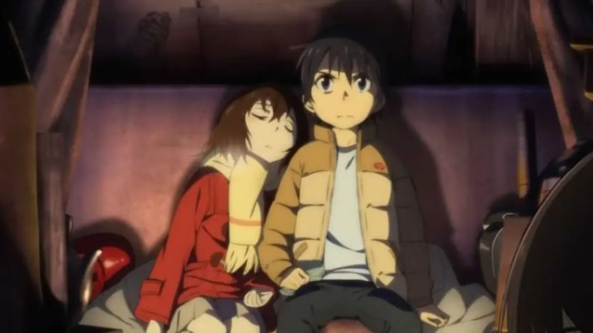 Satoru Fujinuma stays awake to protect Kayo Hinazuki in Erased.