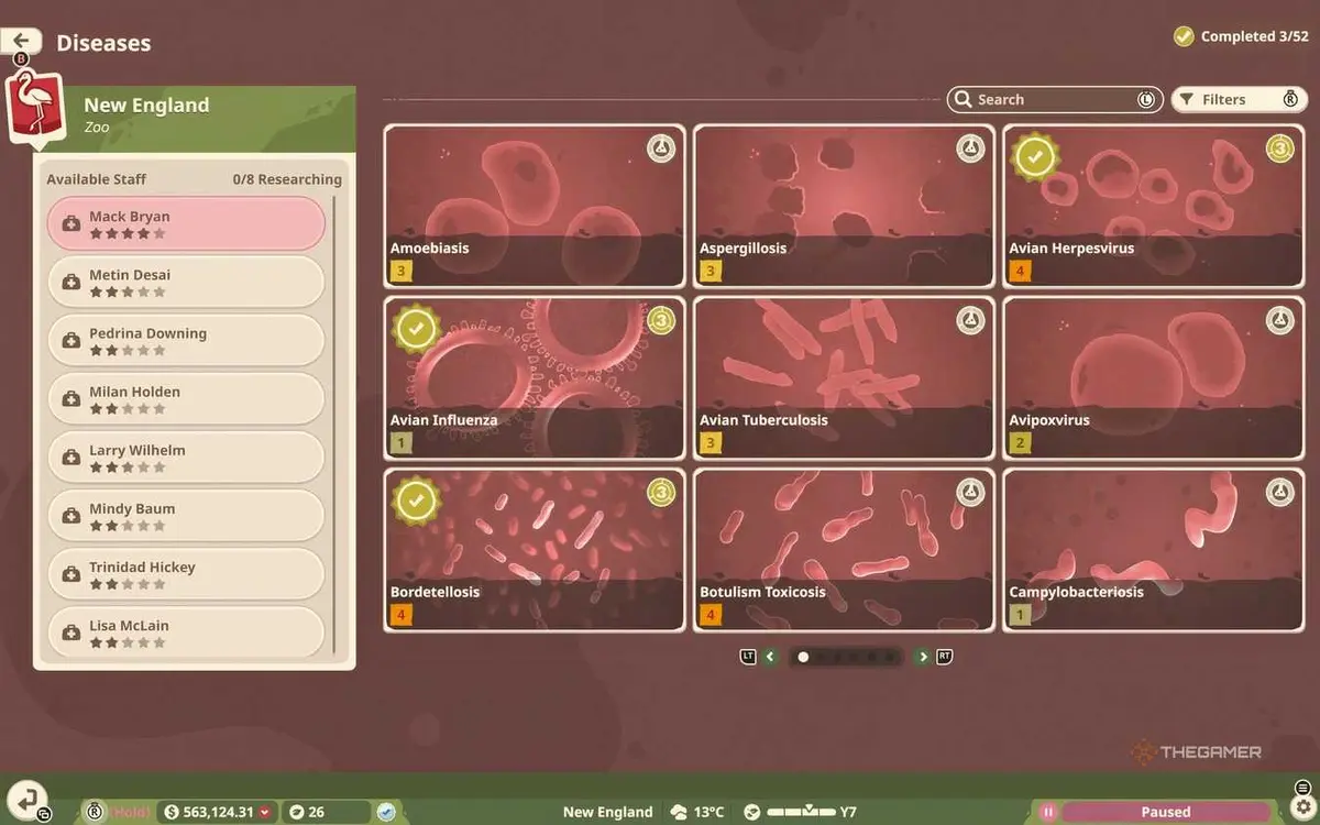 Disease research in Planet Zoo 2