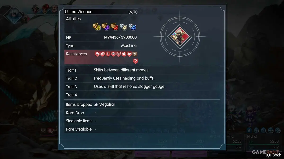 Ultima Weapon Magic Support Mode