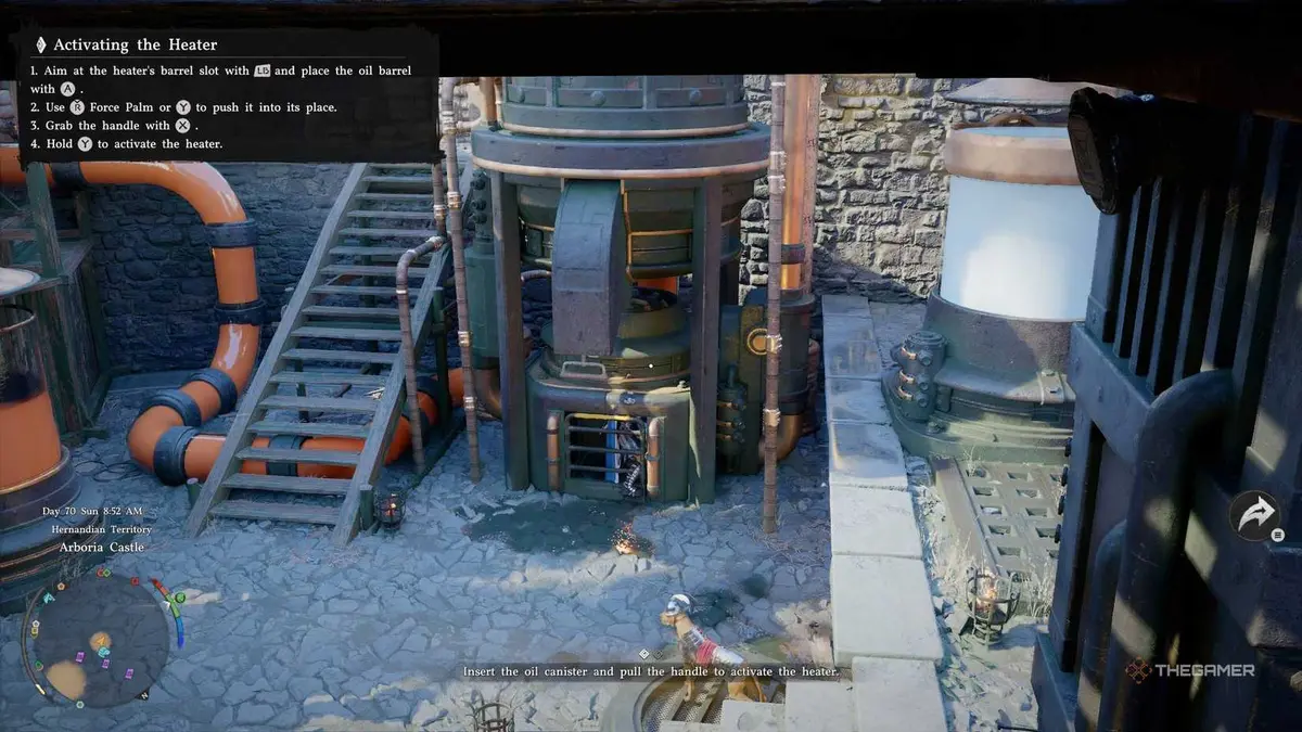 Activating the heater in Crimson Desert.