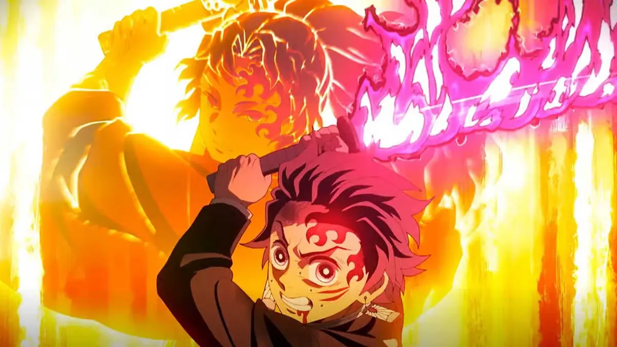 Yoriichi appears behind Tanjiro in Demon Slayer