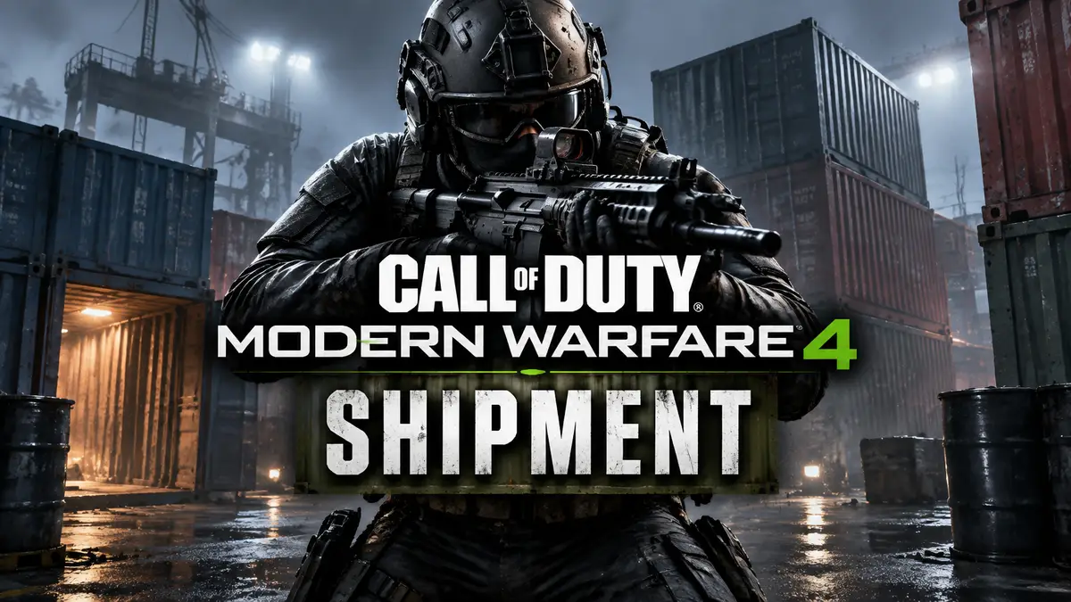 Боец спецназа на фоне грузовых контейнеров на карте Shipment в Call of Duty: Modern Warfare 4