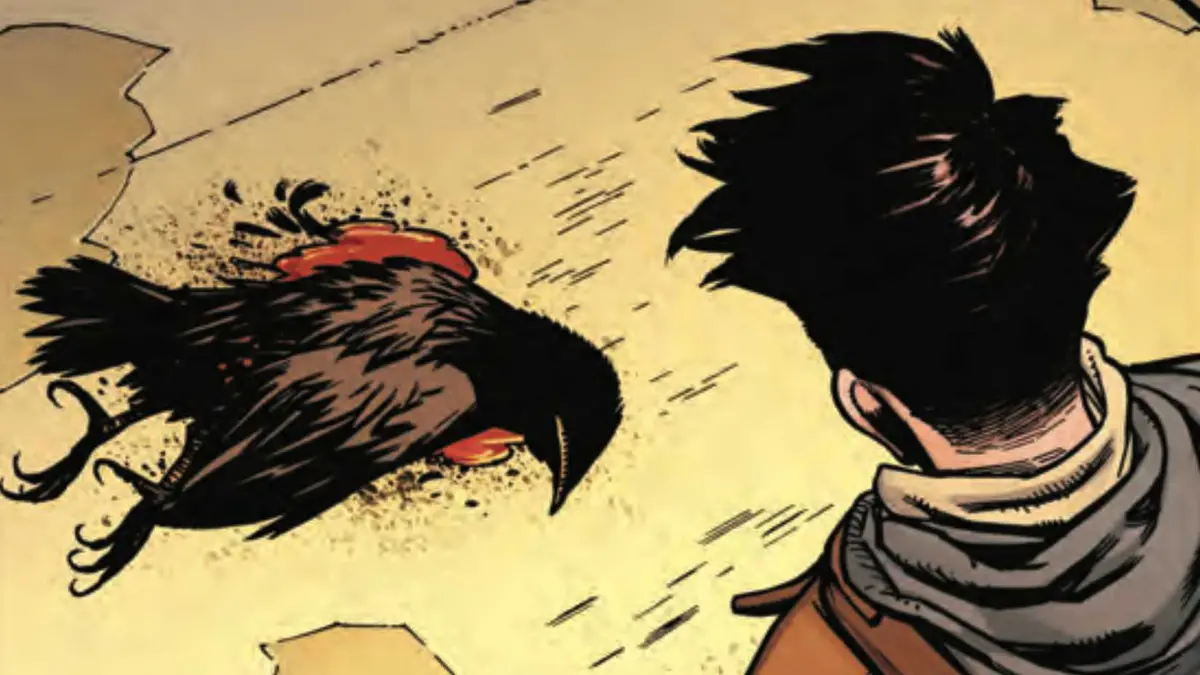 Reed Richards looking down at dead crow in Midnight Fantastic Four 1