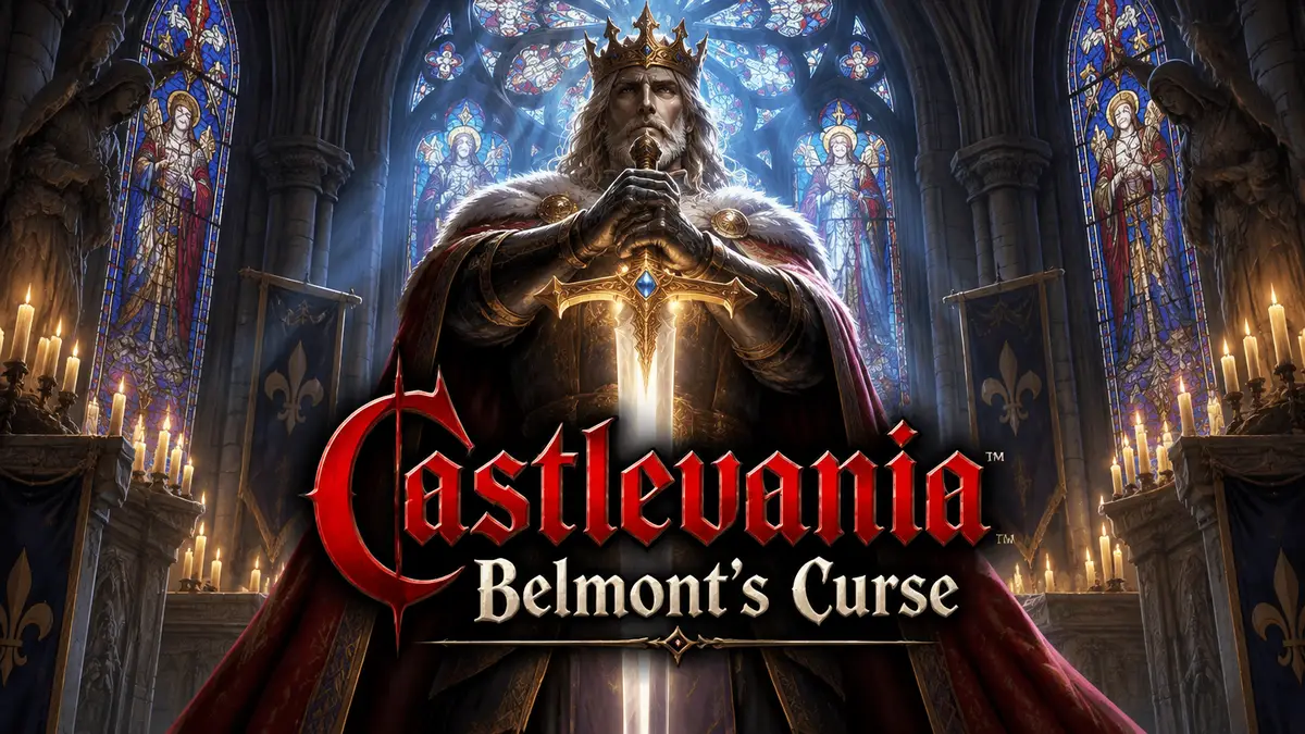 Король Артур с мечом Excalibur в готической капелле Нотр-Дама, арт Castlevania: Belmont's Curse