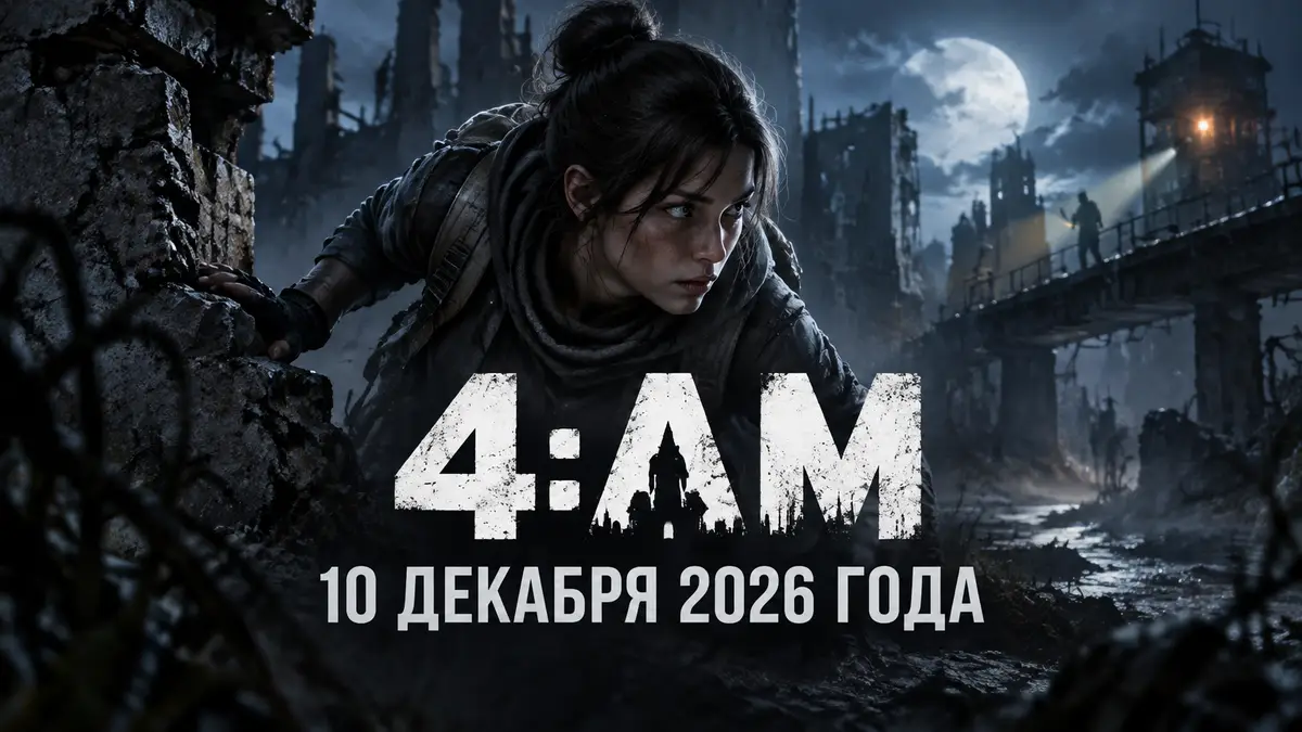 Героиня Айла крадётся среди тёмных руин постапокалипсиса в игре 4:AM