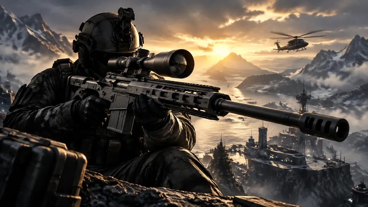 Боец с массивной снайперской винтовкой Astaroth .57 в Call of Duty Modern Warfare 4