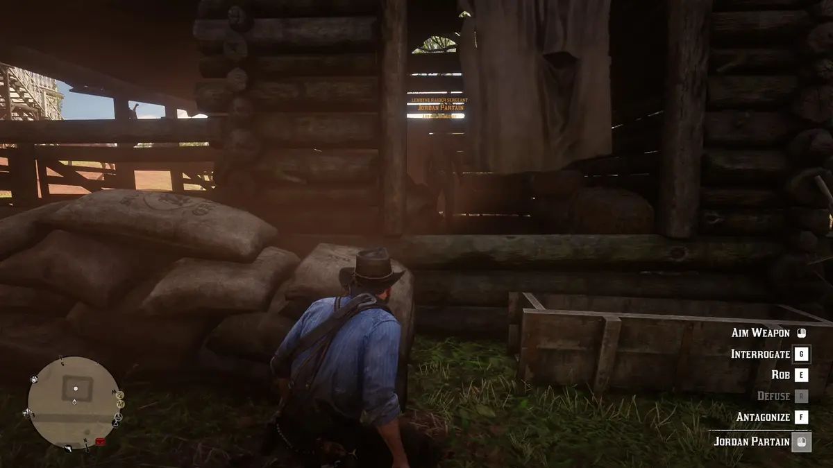 arthur sneaking up on Jordan Partain in red dead redemption 2.