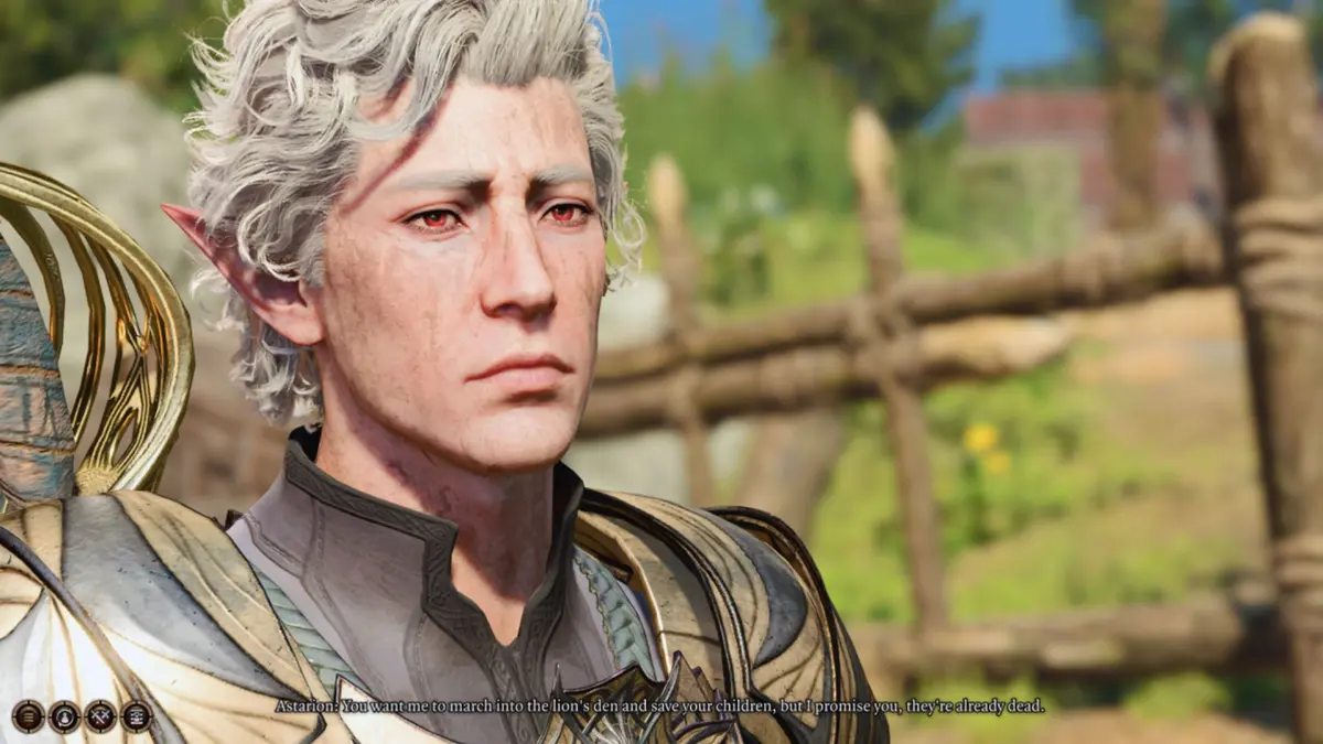 Baldur's Gate 3 - Astarion talking to the Gur whose children he kidnapped