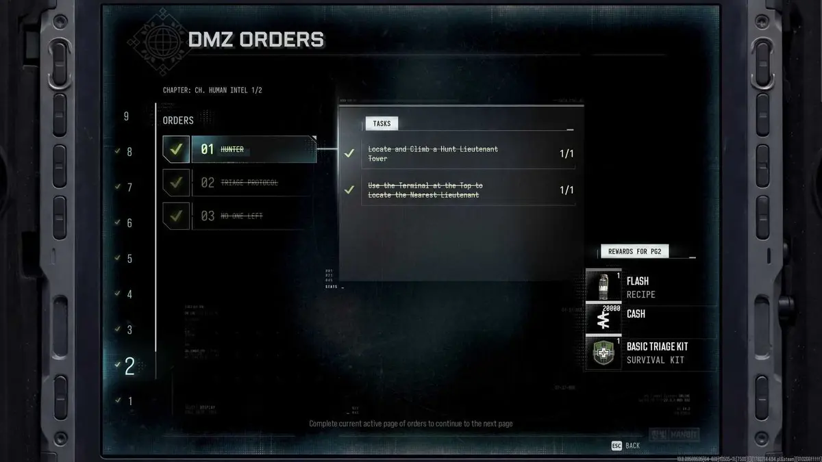 The Human Intel chapter in the orders on DMZ.