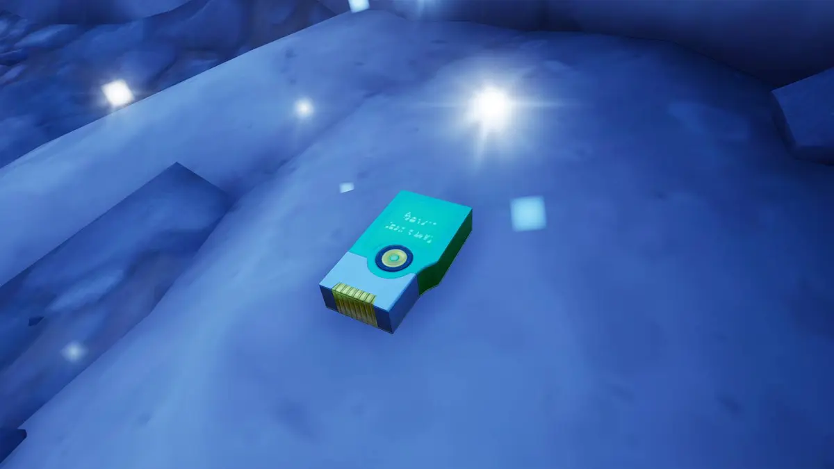 An audio log, a rectangular green and white device, from Fortnite Chapter 7 Season 4.