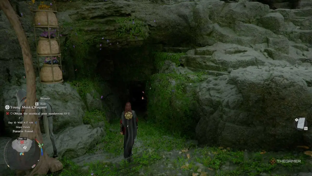 Crimson Desert cave with mystical mushroom.
