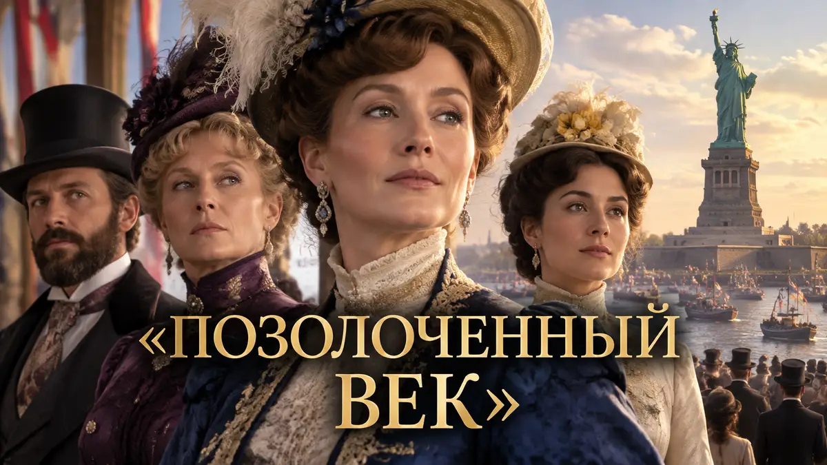 Персонажи сериала Позолоченный век в нарядах эпохи 1886 года крупным планом