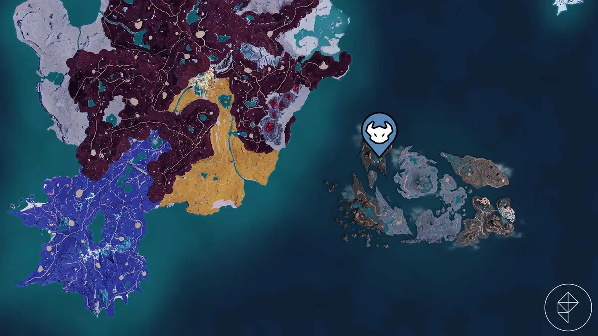 A Palworld map showing where you can find the Jetragon Pal